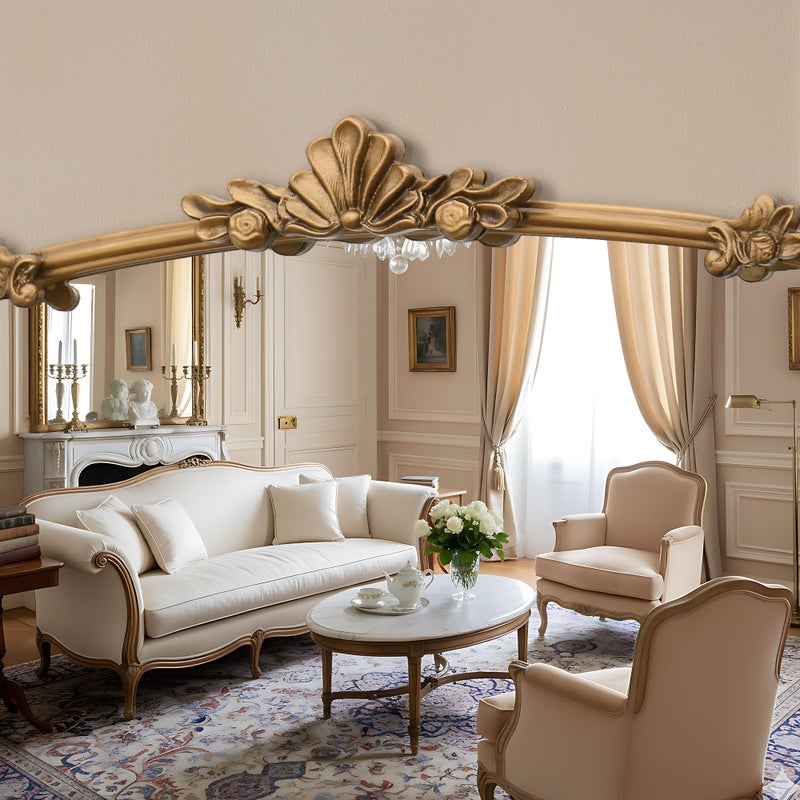 Besdomus Large Vintage Gold Mirror: 40"x29" Traditional Ornate Arched Mirror - French Baroque Antique Mirrors for Wall/Mantel/Bedroom/Entryway/Bathroom/Hallway - Home Decor for Fashion-Conscious - Image 4