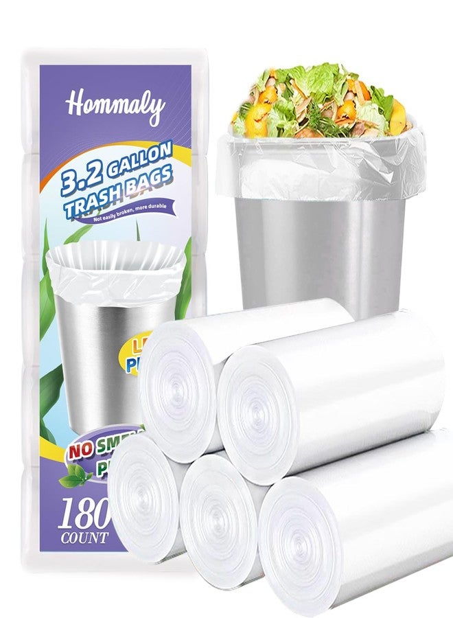 HOMMALY 3 Gallon 180pcs Small Clear Trash Bags(Fit 2.6-3.2 Gal) Plastic Strong Clear Garbage Bags,Bathroom Trash Can Bin Liners,Waste Basket Liner,Fit 10-13 Liter, 2.5-2.6 Gallon,3.2Gallon(3-Clear180) - Image 1