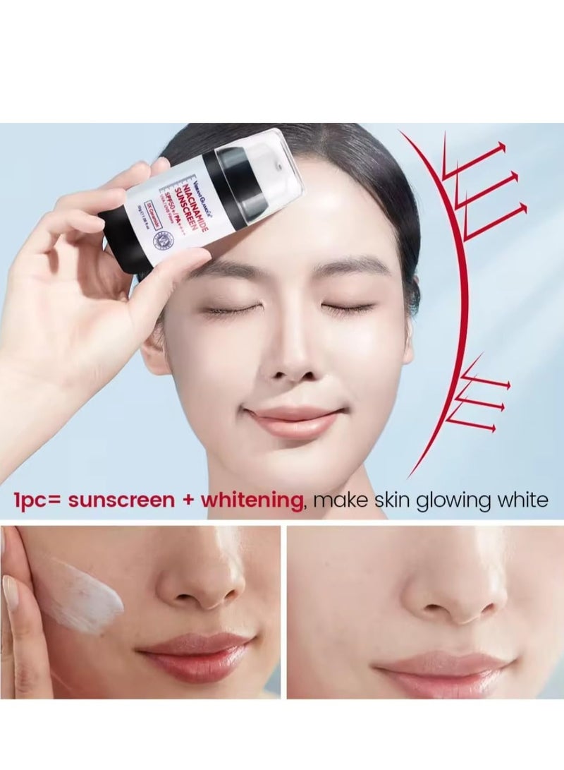 Vibrant Glamour Niacinamide Sunscreen SPF 50+ PA++++ with 5X Ceramide UVA UVB Plus Filters Hyaluronic Acid Primer Sunscreen Cream for Repair Skin Barrier Refreshing & Sun protection for Women & Men 30g - Image 2