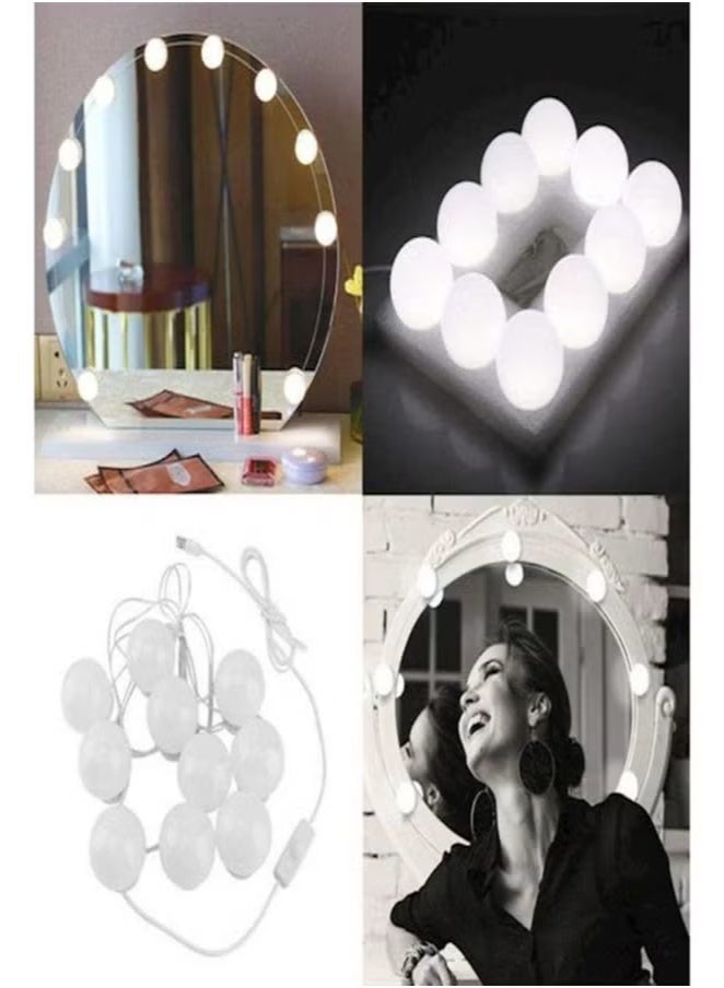 TIGER 10-Piece LED Vanity Mirror Bulbs – White Dimmable Makeup Mirror Light Kit with USB Power – Stick-On LED Lights with Adjustable Brightness for Dressing Table, Bathroom, Bedroom & Beauty Studio – Natural White Light for Flawless Makeup Application  - Image 2