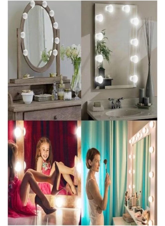TIGER 10-Piece LED Vanity Mirror Bulbs – White Dimmable Makeup Mirror Light Kit with USB Power – Stick-On LED Lights with Adjustable Brightness for Dressing Table, Bathroom, Bedroom & Beauty Studio – Natural White Light for Flawless Makeup Application  - Image 3