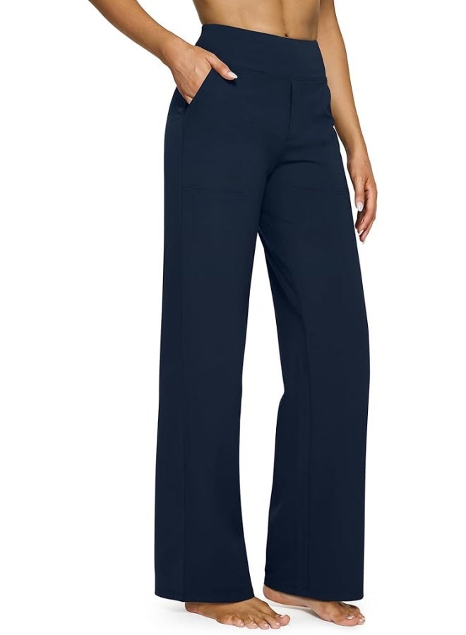 NIBEMINENT Yoga Pants Women Wide Leg Pants with Pockets High Waist Stretch Dress Casual Sweatpants Petite/Regular/Tall - Image 1