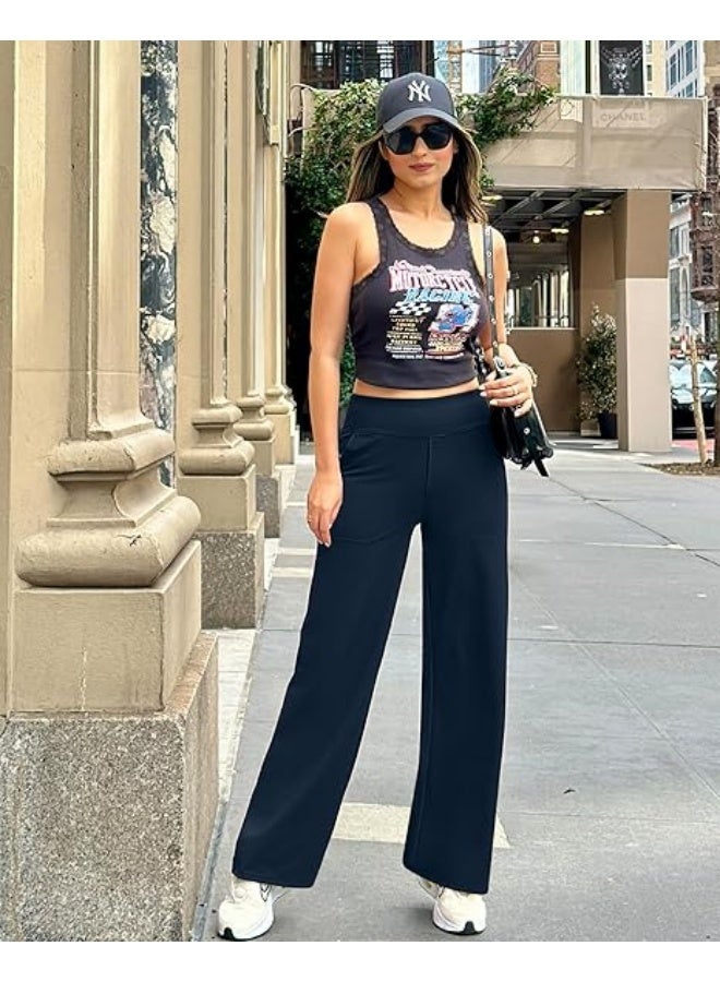 NIBEMINENT Yoga Pants Women Wide Leg Pants with Pockets High Waist Stretch Dress Casual Sweatpants Petite/Regular/Tall - Image 3