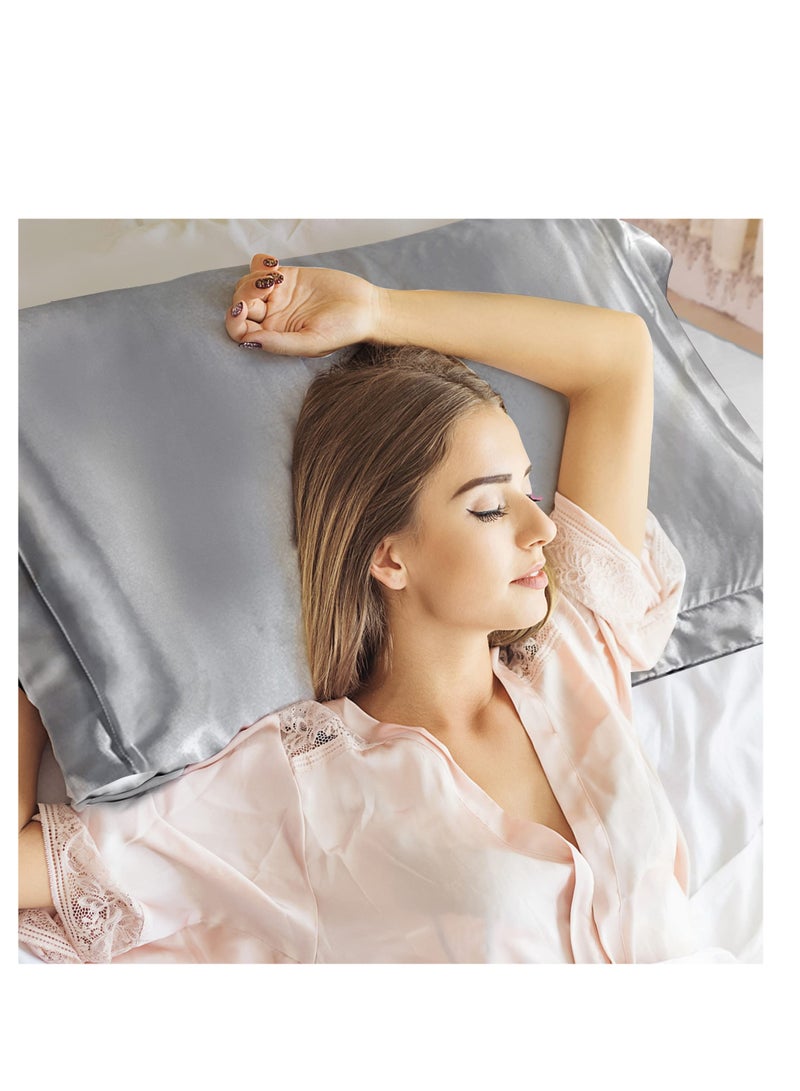 Excefore Natural Mulberry Silk Pillowcase, Soft Smooth Cooling Premium Grade Silk Pillow Covers, for Hair and Skin Health, Standard Size 50 x 75 cm Silk Pillowcase, for Sleeping (2 Pcs Grey) - Image 5
