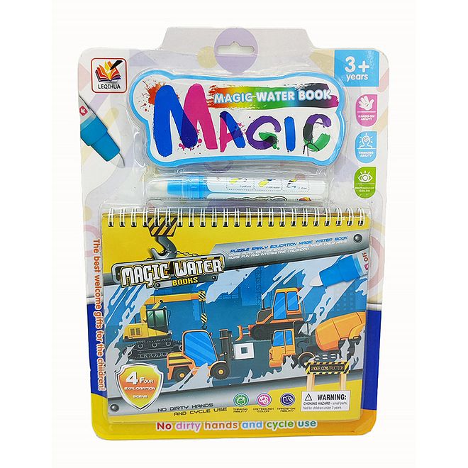 Toon Toyz Magic Water Painting Book for Kids - Construction Theme, Motor Skills Development, Ages 3+ - Image 1
