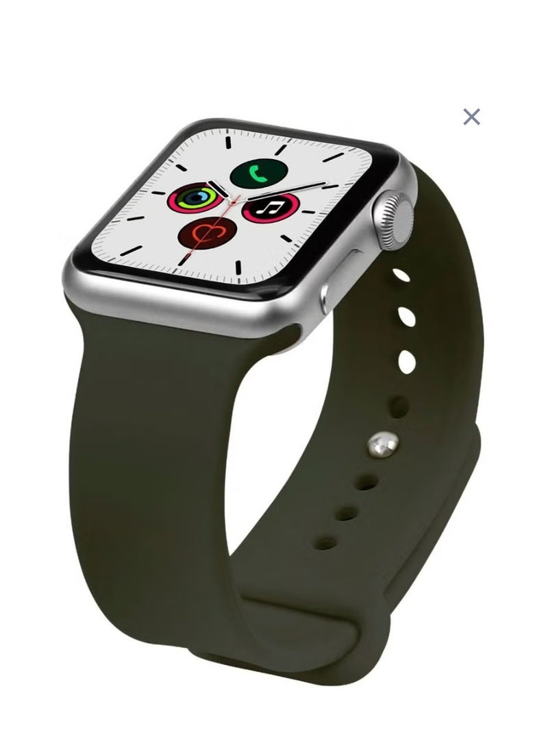 vesus Solid Silicone Replacement Band For Apple Watch Series 5/4/3/2/1 Dark Olive
