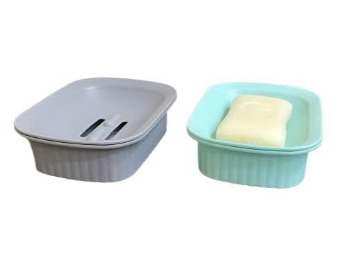 CSM Soap Case Soap Stand Soap Holder Soap Dish(Splash-BLGRY) for Bathroom (Pack of 2 Pcs)(Blue, Grey) - Image 1