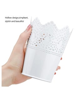 Generic SYOSI Lace Flower Iron Bucket, for Storing Cosmetics, Stationery, for Planting flowers, 3 Sets, White  - Image 4