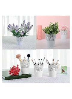 Generic SYOSI Lace Flower Iron Bucket, for Storing Cosmetics, Stationery, for Planting flowers, 3 Sets, White  - Image 5