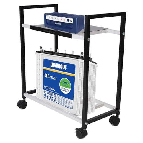 Shop4ever Heavy-Duty Inverter Trolley Stand with Wheels | Adjustable & Rust-Proof Base for Home, Office, Industrial Use | Inverters & Batteries | Max Load 150KG - Image 1