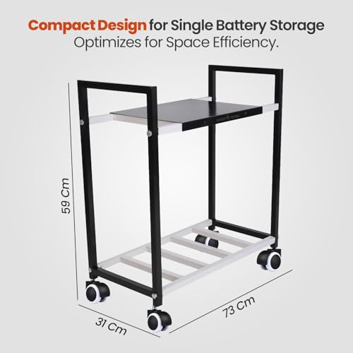 Shop4ever Heavy-Duty Inverter Trolley Stand with Wheels | Adjustable & Rust-Proof Base for Home, Office, Industrial Use | Inverters & Batteries | Max Load 150KG - Image 2