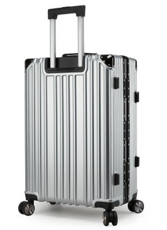 CABINPRO Lightweight Aluminum Frame Fashion Luggage Trolley Polycarbonate Hard Case Large Checked Luggage Suitcase with 4 Quite 360 Degree Double Spinner Wheels CP001 Silver  - Image 3