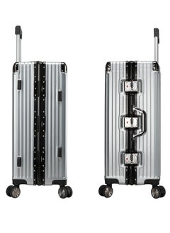 CABINPRO Lightweight Aluminum Frame Fashion Luggage Trolley Polycarbonate Hard Case Large Checked Luggage Suitcase with 4 Quite 360 Degree Double Spinner Wheels CP001 Silver  - Image 4