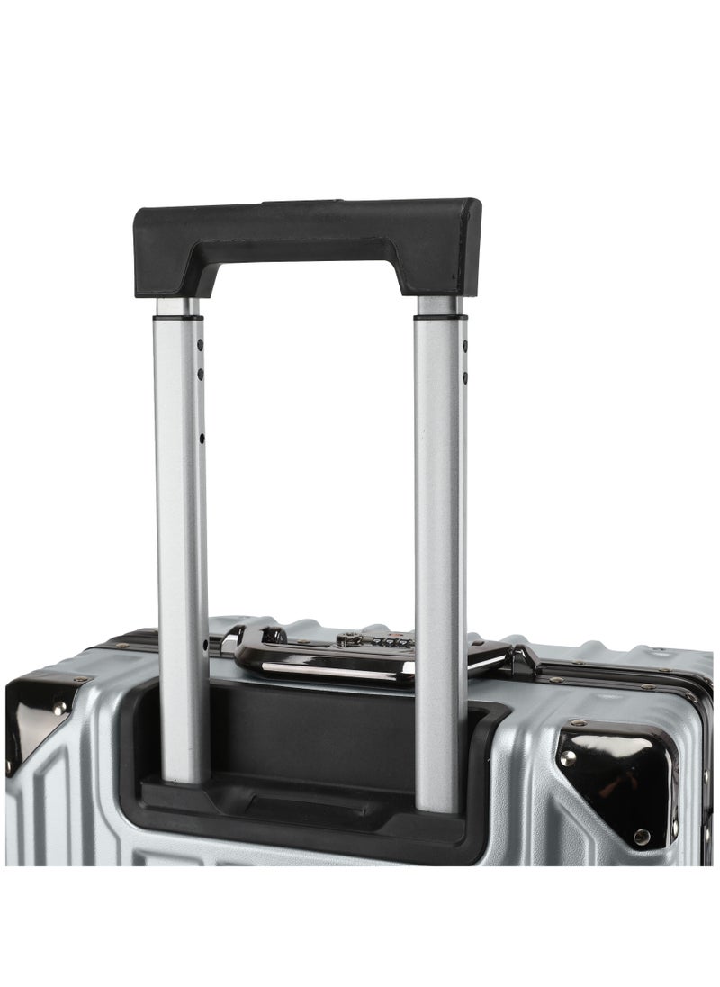 CABINPRO - Lightweight Aluminum Frame Fashion Luggage Trolley Polycarbonate Hard Case Large Checked Luggage Suitcase with 4 Quite 360 Degree Double Spinner Wheels CP001 Silver - Image 1
