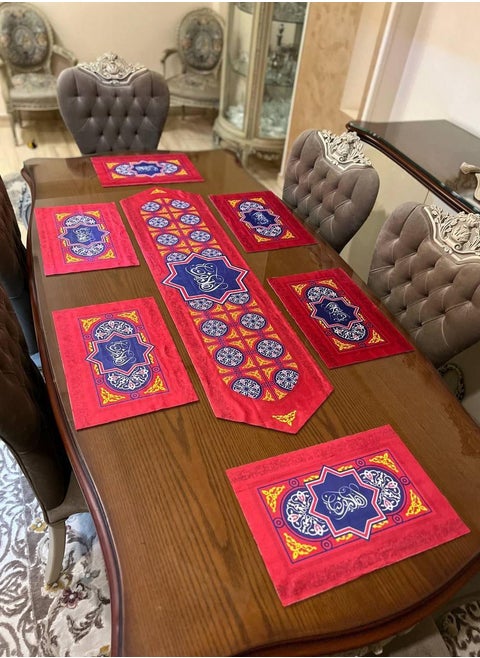 Velvet Dining Table Runner Set Heat Resistant Dining Table Mats Set of 7 Placemats