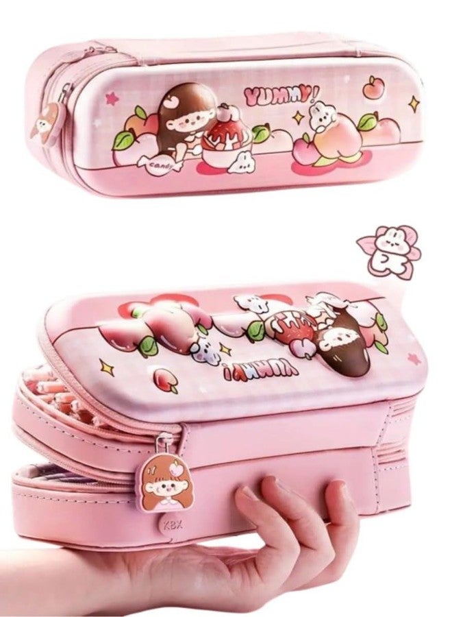 SWOPPERRY Large Capacity Pencil Case with 3 Compartments | Cute Aesthetic 3D Design | Multifunctional Double Layer Stationery Pouch for Girls & Boys (Yummy Design 3 Layer) - Image 1