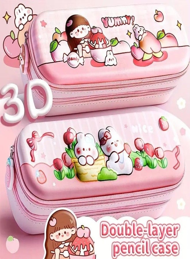 SWOPPERRY Large Capacity Pencil Case with 3 Compartments | Cute Aesthetic 3D Design | Multifunctional Double Layer Stationery Pouch for Girls & Boys (Yummy Design 3 Layer) - Image 2