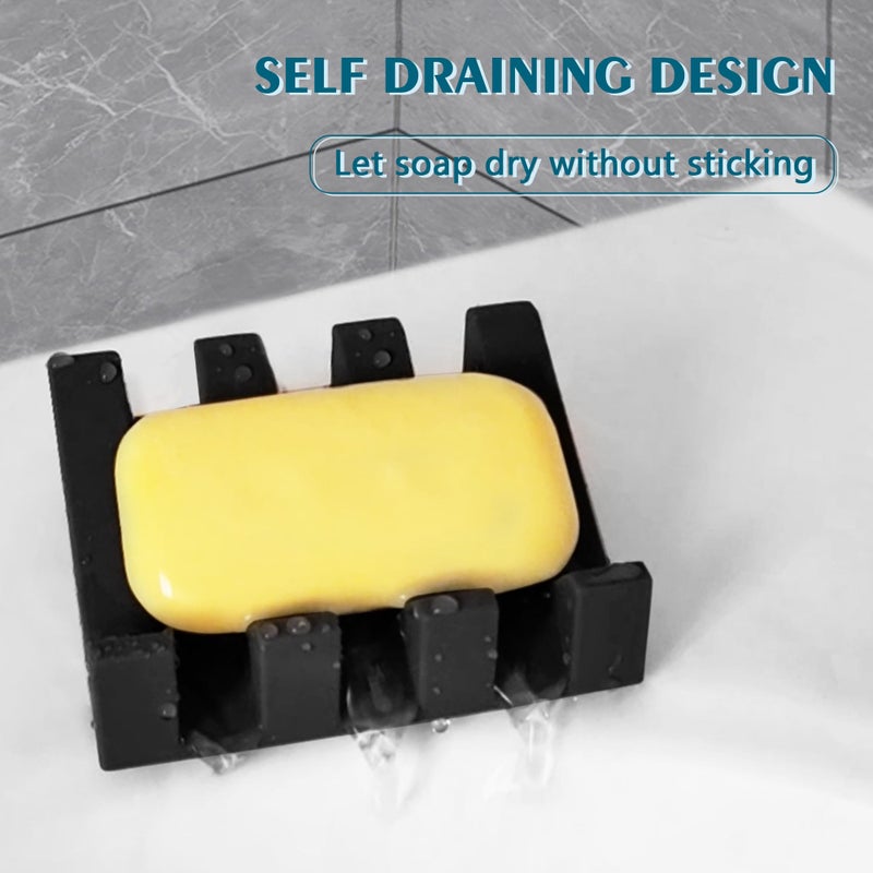 Coipdfty Soap Dish Holder for Shower with Suction Cup, Silicone Soap Holder & Saver Self-Draining Bar Soap Dish Keeps Soap Dry for Bathroom, Kitchen, Bathtub, Extends Soap Life (Black-1Pack) - Image 4