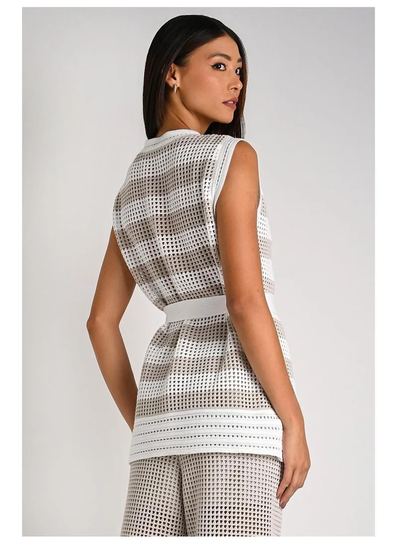 Carmen Steffens  Striped Crochet Stitch Tunic for Women | Best Price UAE