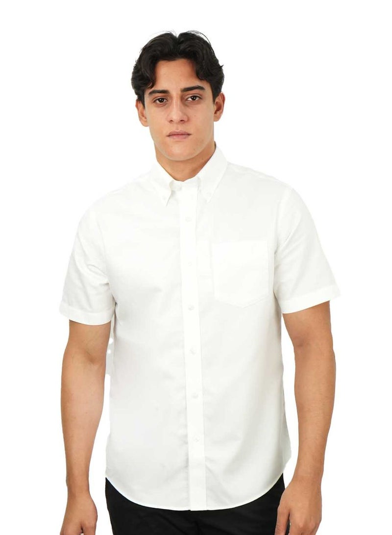 GIORDANO Men's Wrinkle-Free Short Sleeve Cotton Oxford Shirt - Image 1