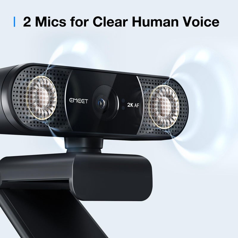 EMEET C960 2K Webcam with Microphone, 2K QHD, 2 Omnidirectional Mics, PDAF Autofocus Streaming Camera with Privacy Cover, Plug&Play USB Webcam for Calls/Conference, Zoom/Skype/YouTube, Laptop/Desktop - Image 5