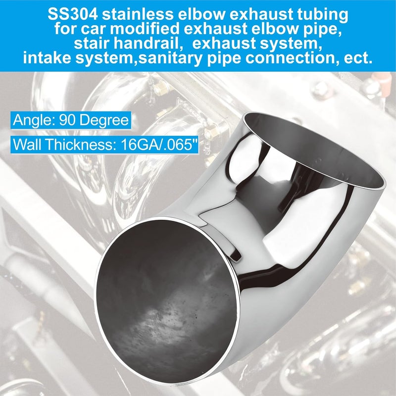 Tellyouwin 4PCS Stainless Steel Elbow 3" 90° Mandrel Bend Exhaust Tubing - Image 5