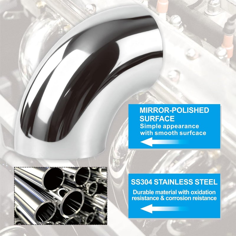 Tellyouwin 4PCS Stainless Steel Elbow 3" 90° Mandrel Bend Exhaust Tubing - Image 4