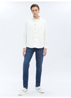 Kip White Corduroy Regular Fit Woven Velvet Casual Cotton Shirt  - Image 2