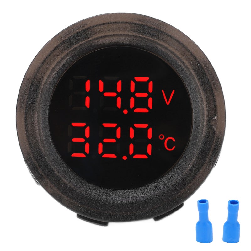 Dual Display Temperature Voltmeter - Stable Performance Car Temperature Monitor for 12V‑24V Vehicles - Image 1