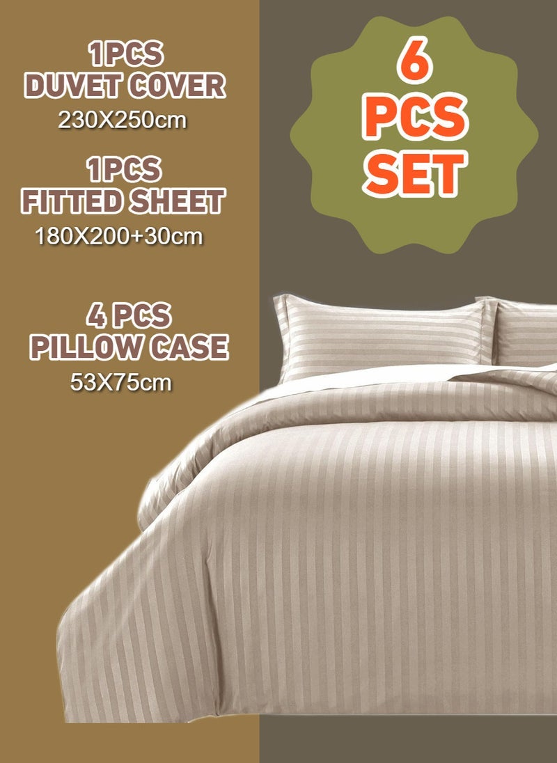 Blueberry 6 Pieces Striped King Duvet Cover Set - Image 2