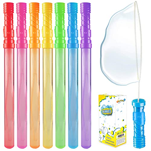 MAPIXO Bubble Wand 28 Pack 14 Big Bubble Wands Bulk7 Colors NonToxic Smelless Bubble Toy for Kid Child Birthday Party Favor Wedding Summer Outdoor Pool Activity Bathroom Bath Toys - Image 1