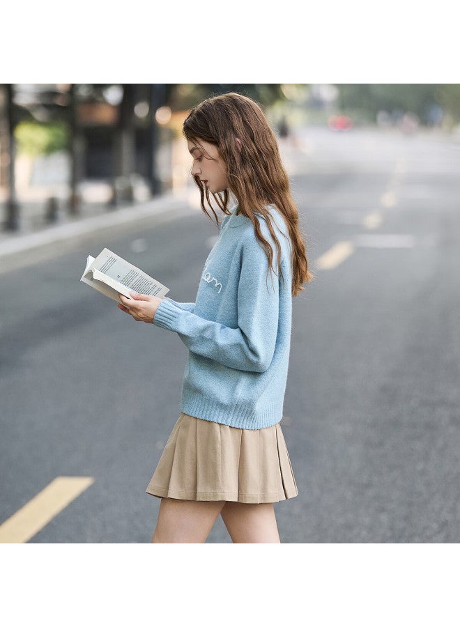 Tonlion  Autumn Winter Women's Letter Embroidered Raglan Sleeve Knit Sweater - Image 2