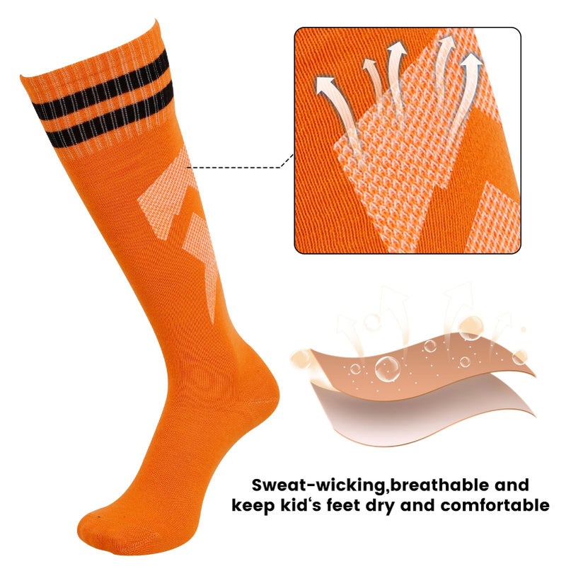 Luckam 3 Pairs Kids Sports Socks, 3 Colors, Long Breathable Boys Girls Socks for Kids Boys Girls Youth Running, Training, Rugby, Hockey (Aged 5-12) - Image 3