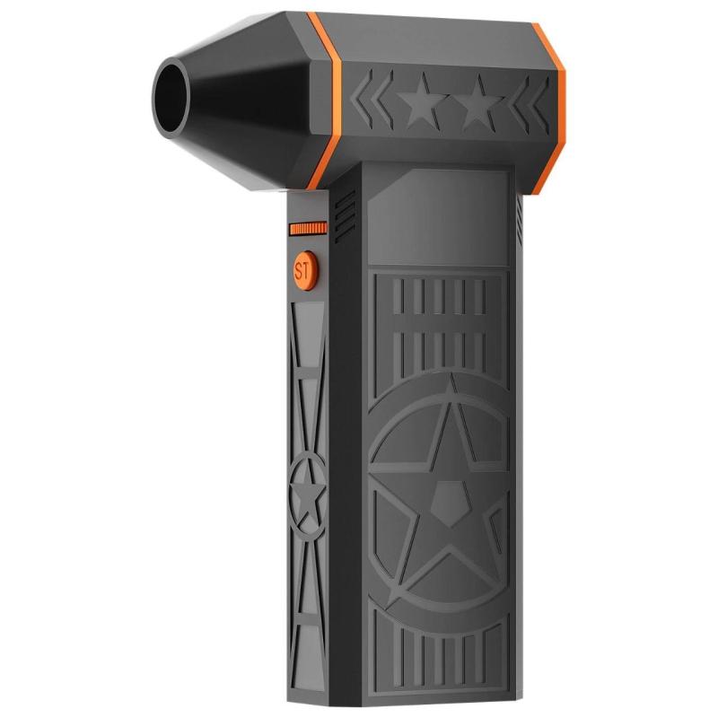 Cordless Leaf Blower: 2-In-1 Blower Vacuum With 250,000 RPM Brushless Turbo Fan - Ergonomic One-Handed Design Black Orange For Home DIYers, Tech Enthusiasts And Outdoor/Workshop Cleaning - Image 2