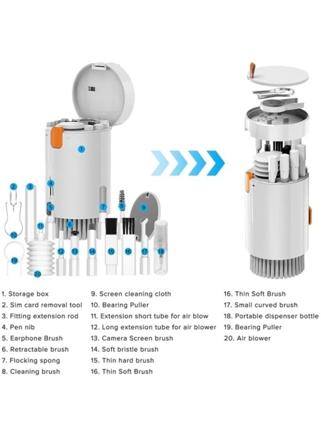 Beauenty 20-in-1 Electronic Cleaner Kit,  Keyboard Cleaner kit, Portable Multifunctional Cleaning Tool for PC Monitor/Earbud/Cell Phone/Laptop/Computer/Bluetooth Earphones(White) - Image 2