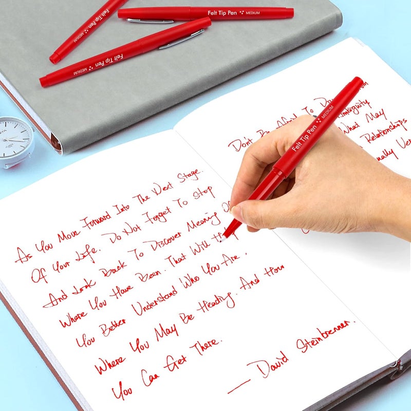 Lelix Felt Tip Pens, 30 Red Pack, 0.7mm Medium Point, Felt Tip Markers Pens for Journaling, Writing, Note Taking, Planner, Perfect for School Office and Art Supplies - Image 5