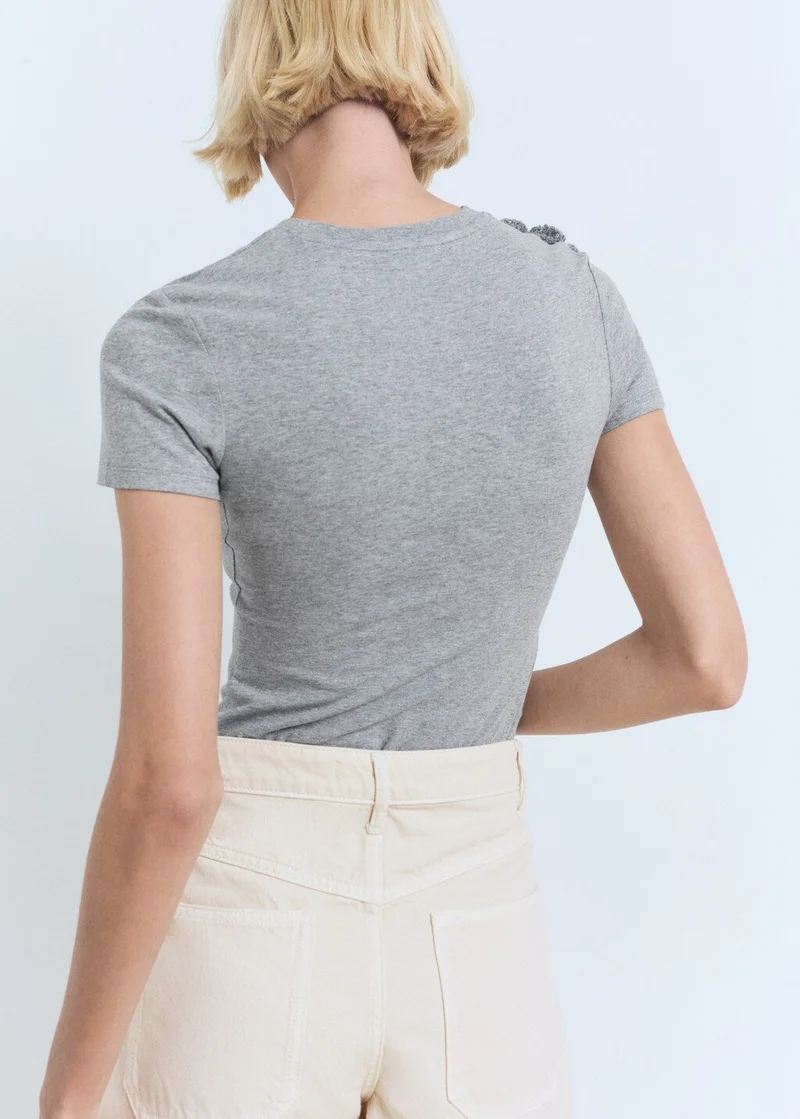 MANGO Crochet cotton t-shirt with flower