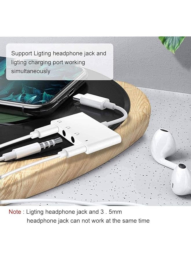 إيروريكس محول مقبس سماعة الرأس لجهاز Iphone Aux Audio موزع سماعة الأذن ثنائي الاتجاه لجهاز Iphone Pad 4 في 1 Lightning إلى 3.5 مم مقبس سماعة الرأس ومنفذ الشاحن  - Image 3