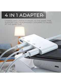 erorex Headphone Jack Adapter For Iphone Aux Audio Earphone Splitter 2 Way For Iphone Pad 4 In 1 Lighting To 3.5Mm Headphone Jack Splitter And Charger Port  - Image 2
