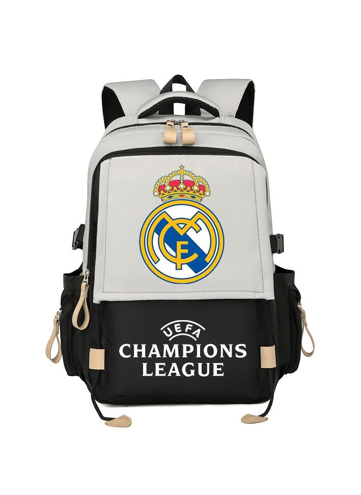 General Teen school bags, men's and women's backpacks, travel bags, Real Madrid print personality casual sports backpacks 