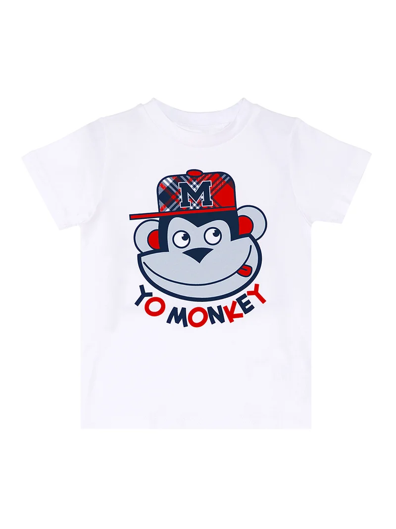 Denokids Monkey Plaid Boy Shorts Set