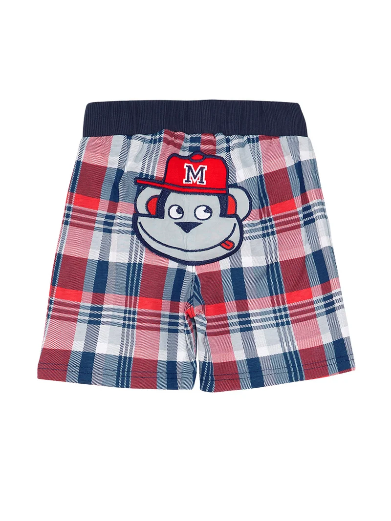 Denokids Monkey Plaid Boy Shorts Set