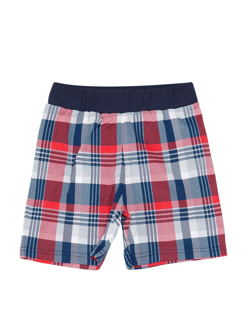 Denokids Monkey Plaid Boy Shorts Set