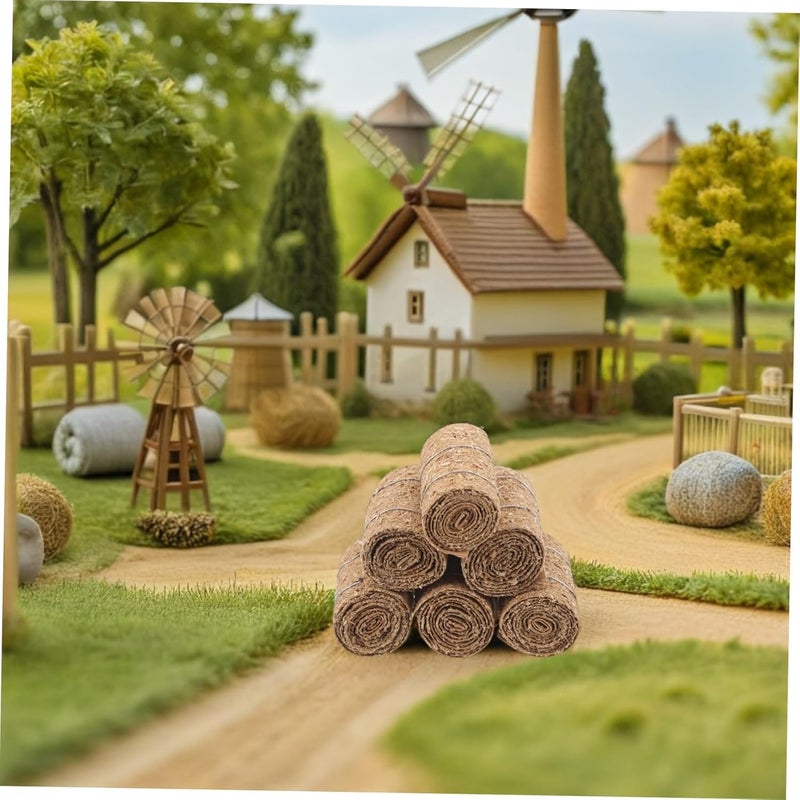 12pcs Mini Hay Bales Decoration Sturdy Realistic Straw Bales for Dollhouse Farm Scene Micro Landscape DIY Autumn Harvest Crafts Light Brown - Image 5
