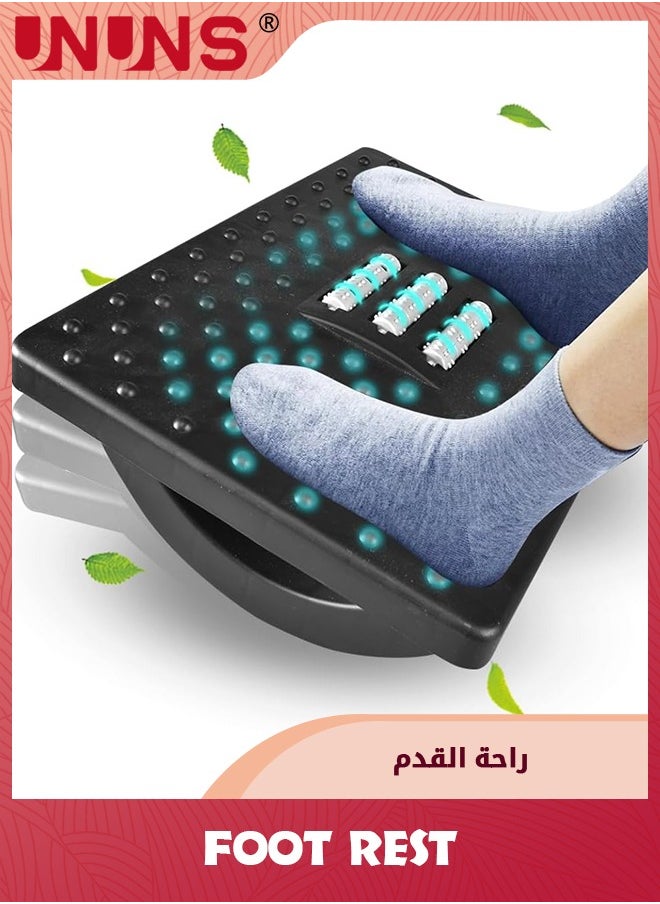 UNUNS مسند قدم تحت المكتب، مسند قدم هزاز للقدم، مسند قدم مريح لكرسي المكتب مع سطح للتدليك، مقعد قدم لكرسي المكتب والسفر المنزلي  - Image 1