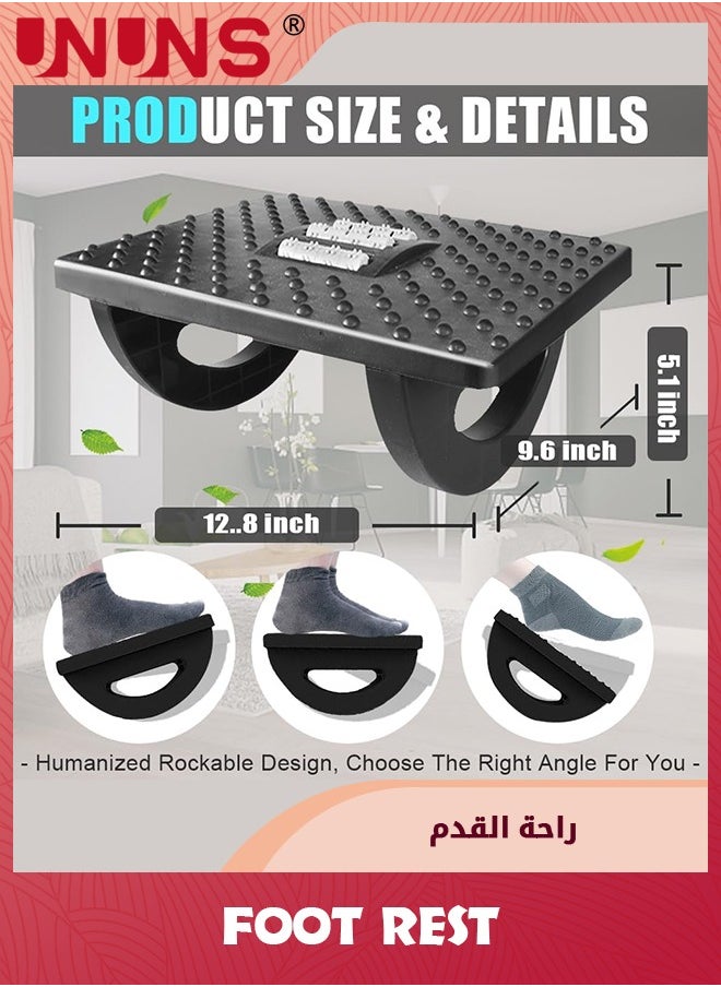 UNUNS مسند قدم تحت المكتب، مسند قدم هزاز للقدم، مسند قدم مريح لكرسي المكتب مع سطح للتدليك، مقعد قدم لكرسي المكتب والسفر المنزلي  - Image 3