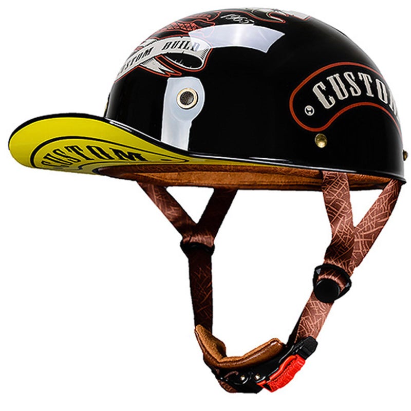 CHPINGN Baseball Motorcycle Helmet DOT Approved Helmets for Adults Motorcycle Half Helmet Universal Hat with Adjustable Quick Release Buckle, Bicycle Cruiser Scooter - Image 1