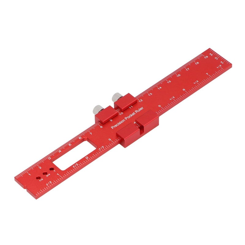 Aluminum Alloy Scribing Ruler 200mm Woodworking Tool with Sliding Stop and Etched Scales for Machine Workshops and Carpenters - Image 4