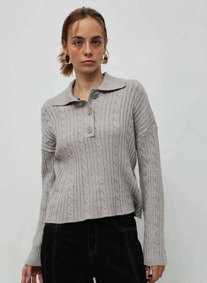 STREET 9 Grey Knitted Pullover for Women