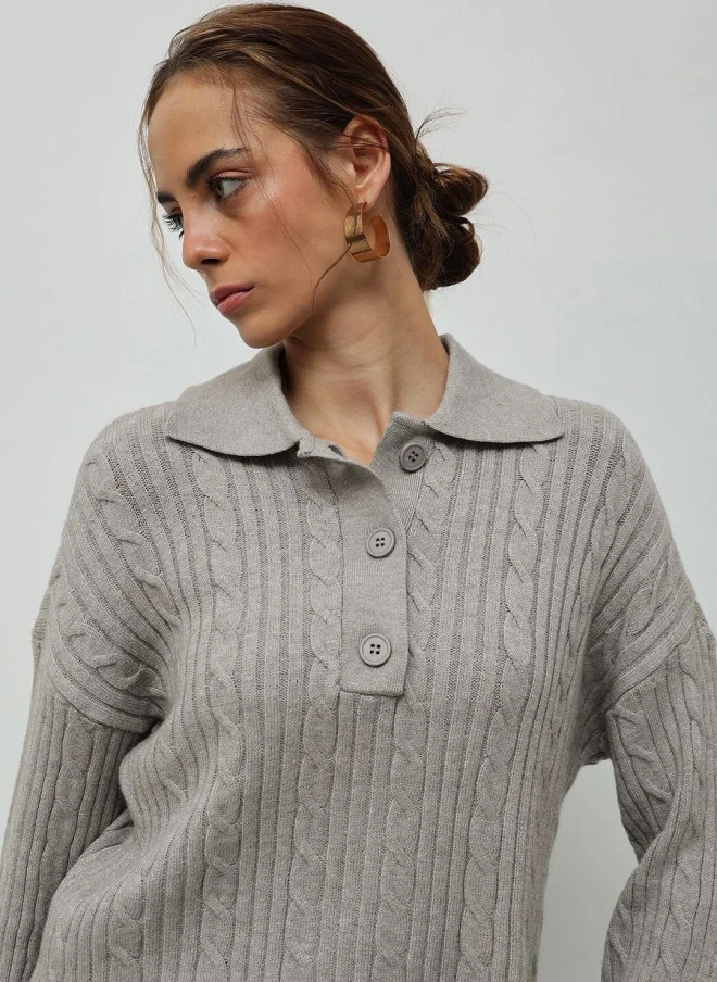 STREET 9 Grey Knitted Pullover for Women